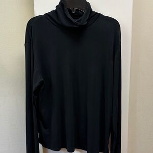 Eileen Fisher silk Black Turtleneck Long Sleeve Top large